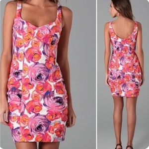 Nanette Lepore Ruched Candy Girl Pink Sheath Dress Size 8 EUC Cotton